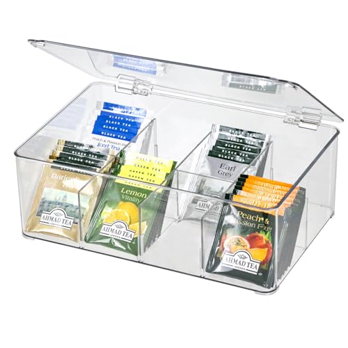 Clear Tea Bag Organizer, Dresser Organizers Drawer Organzier Storage Container with Removable Dividers, Plastic Storage Bin with Lid, Organizer for Scarves Ties Bras - color: Medium-8 Grids