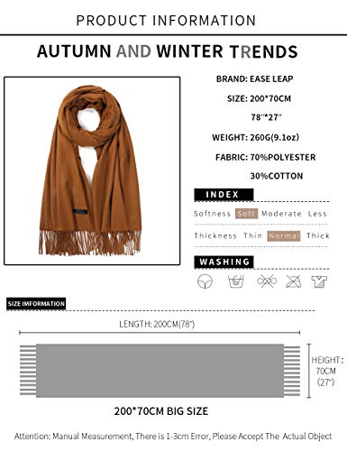 Pashmina Shawl Women Winter Scarf Warm Wedding Wraps Ladies Scarves for Evening Dresses - color: Coffee