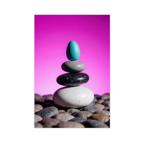 Balanced Stones Zen Peaceful Minimalist Smooth River Rocks Wall Art Decor Poster Canvas Painting for Home Decorative Living Room Bedroom Office 20x30inch(50x75cm) Unframe-style - color: Unframe-style, size: 20x30inch(50x75cm)