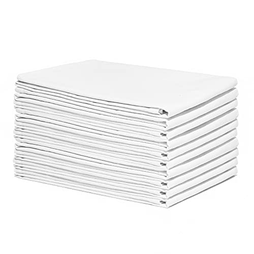 Organic Cotton White Dish Towels - 10 Pack Quick Drying White Kitchen Towels - Lint-Free Organic Cotton Dish Cloths - Extra Large Highly Absorbent Blank Tea Towels - 27"x27" - color: White