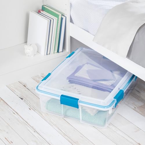 Sterilite 4-Pack Gasket Box, Home Storage Organizer Bins with Lids, 37 Quart – Stackable Clear Plastic Containers for Bedroom, Bathroom, Garage, Basement, or Attic - size: 37 Quart, style: 4 Pack