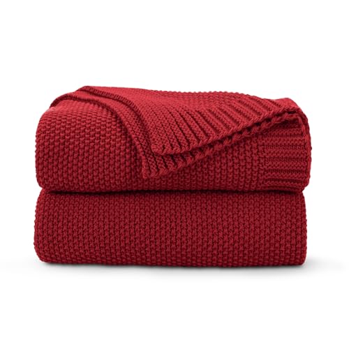CozeCube Christmas Red Throw Blanket for Couch, Soft Cozy Cable Knit Throw for Bed Sofa Living Room, Lightweight Warm Decorative Farmhouse Christmas Blanket, 60"x80", Red - color: Christmas Red, size: 60"x80"