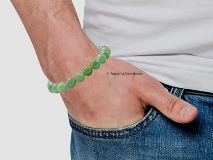 Amazing Gemstone Crystal Bracelet for Women Men's Gifts - Protection Healing Crystal Bracelet - 8mm Gemstone Beaded Stretchable Bracelet Pulseras Para Hombres Mujer Stocking Stuffers Mothers Day Gift (Green Aventurine) - color: Green Aventurine