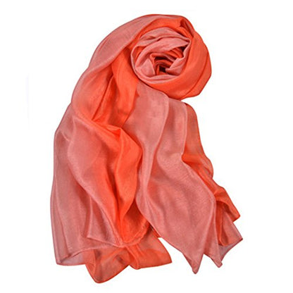 Cotton Silk Scarf Elegant Soft Wraps Color Shade Scarves for Women - color: Orange