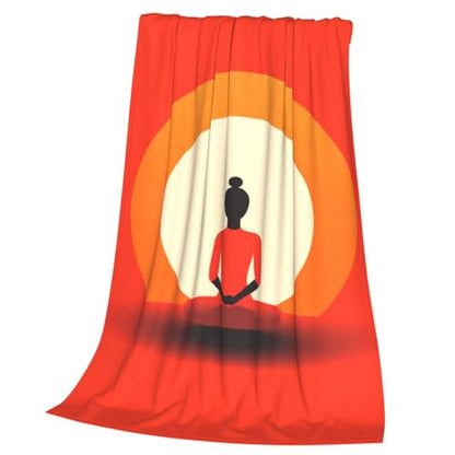 Minimalistic Yoga Poses Blanket Anti Pilling Throw Meditation Meditating Fleece Flannel Lightweight Cozy Bedspread Living Room Women Adults and Kids Bed Sofa 60"X50" - color: Minimalistic Yoga Poses