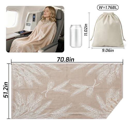 Travel Blanket Airplane - Ultra Soft & Lightweight Knit Design Compact Airplane Blanket,53x72 Inch,Stylish Travel Shawl Wraps for Flights,Office,Home Use,Travel Essentials & Gifts