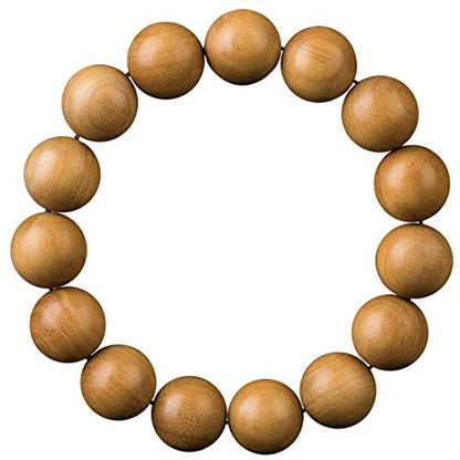 Sandalwood Bracelet for Women Men Buddhist Prayer Strand Chandan Bracelet Handmade Stretchable Elastic Sandalwood Beaded Wristbands for Yoga Meditation - style: 12mm Beads