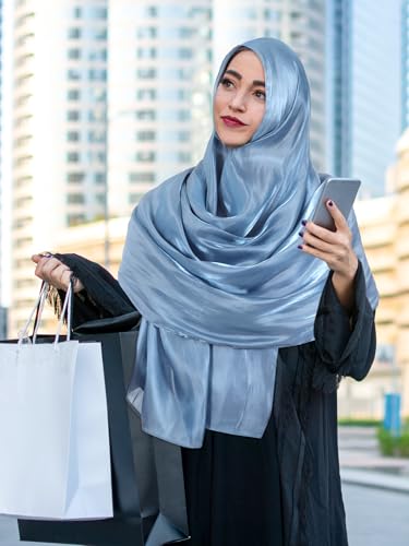 Geyoga Women's Scarf Shawls and Wraps for Evening Dress Fashion Scarf for Wedding Bridesmaid Ramadan Gifts - color: Light Blue