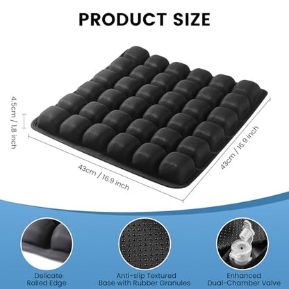 Travel Cushion Inflatable Seat Cushion 3D Air Seat Cushions Adjustable Inflatable Portable Airplane Pad for Wheelchair, Car, Office, Home Living (Black)