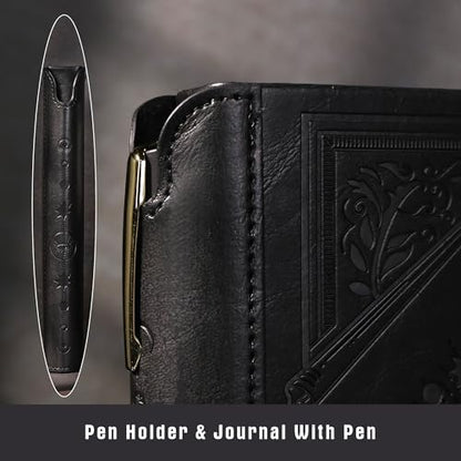 TIEFOSSI Lined Journal Notebook for Women Men, Leather Journal with Pen, A5 Evil Eye Hardcover Notebook for Work, Journaling, Travel & School, 100 GSM Thick Paper, 320 Numbered Pages, 6.2 x 8.3 in - color: Black