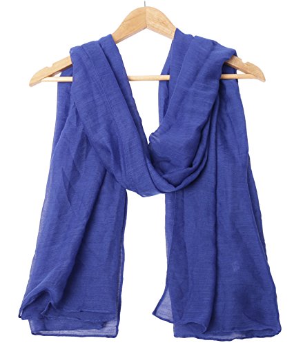 Women's Cotton Scarves Lady Light Soft Fashion Solid Scarf Wrap Shawl - color: Loyal Blue