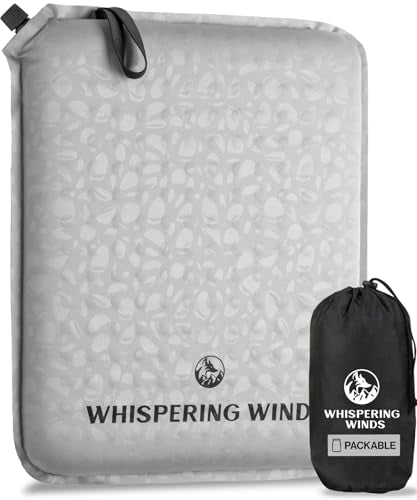 Whispering Winds Inflatable Seat Cushion - Comfortable Blow-up Foam Pad for Airplane, Travel, Stadium, Outdoors, Camping, Car & More - color: Gray - 1pack, size: Large