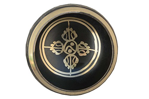 4" Exquisite Tibetan Singing Bowl Set for Meditation ~ Auspicious Eight Lucky Symbols, Buddha Eye
