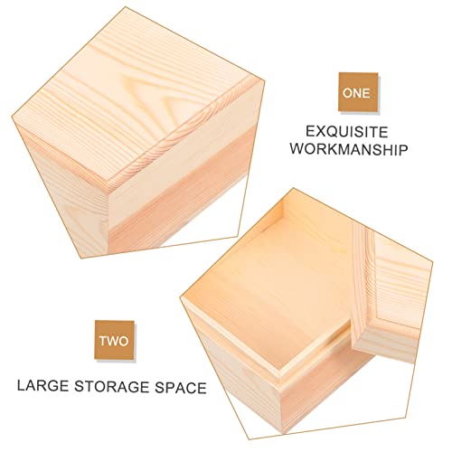 Outanaya Wooden Storage Box with Lid Square Sundries Organizer for Jewelry Gifts and More Premium Pine Material Design for Desktop Use - size: 12.5X12.5X6CM