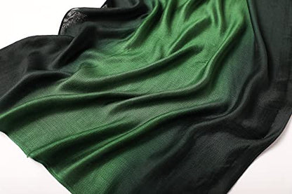 WINCESS.YU Women Gradient Scarf Long Shawls and Wraps Fashion Plain Pashmina Formal Scarf - color: Green Gradient