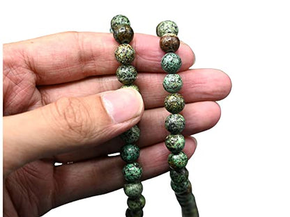 Amazing Gemstone Japa Mala 108 Prayer Beads Necklace and Wrist Mala Bracelet for Meditation - color: African Turquoise, size: Without Knots