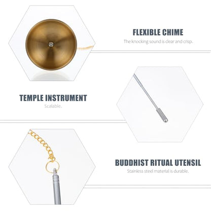 VOSAREA Tingsha Bell Buddhist Chime Meditation Chime Bells Buddhist Lucky Symbols Tingsha Cymbals Temple Dharma Ritual Utensil - size: 15X5.2X5.2CM