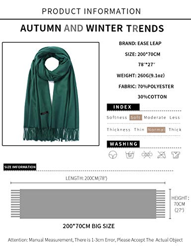 Pashmina Shawl Women Winter Scarf Warm Wedding Wraps Ladies Scarves for Evening Dresses - color: Dark Green