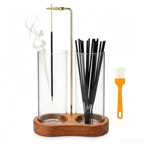 Incense Holder for Sticks with Glass Ash Catcher - Upside Down Anti-Ash Flying Incense Burner & Stick Storage Organizer, Ideal for Meditation, Yoga, Zen Home Decor, Spa Relaxation Gift (Natural Wood) - size: Upgrade tall cup