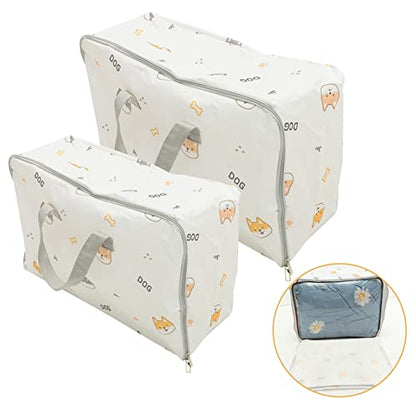 Holibanna 2pcs Oxford Fabric Storage Bags Large Capacity Clothing Organizers for Travel Home Durable and Space-saving Design for Quilts and Clothing Cute Design Medium Extra Large