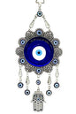 Blue Evil Eye with Hamsa Hand Protection Wall Hanging Ornament Decor Sunflower Design (with a Betterdecor Pouch)-006
