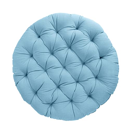 Sorra Home Tufted Papasan Cushion - Bucket & Moon Chair Comfy Round Cushion - Floor Pillow with Plush Foam for Indoor Furniture (Frame Not Included) - Sky Blue (48" x 48" x 4") - color: Sky Blue, size: 48 in x 48 in x 4 in