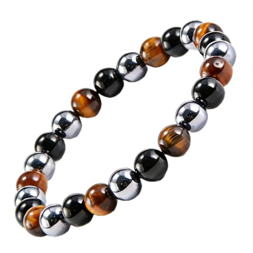 Tigers Eye Bracelets for Men Women Stretch Adjustable Bracelet Natural Tiger Eye Beaded Gemstone Bracelet Handmade Polishing for Spiritual Healing Meditation Yoga - color: Color-6, size: Stretch Size