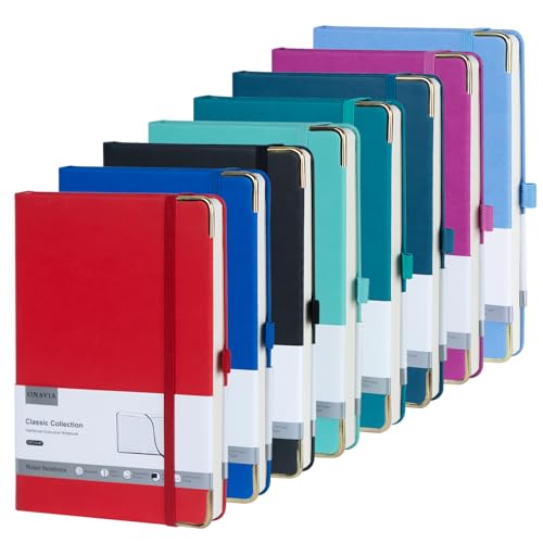 A5 Lined Journal Notebook, 8 Pack Hardcover 5.5"x8.3", College Ruled Journaling Notebooks for Notes-Taking, Fits for Work, School Supply, 160 Pages PU Leather Note Books