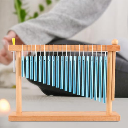 EASTROCK 20 Note Chime Table Wind Chime Bar Percussion Instrument Single Row Chime Hand Chimes Relaxing Meditation Healing Sound Desktop Decoration (Blue) - color: Blue