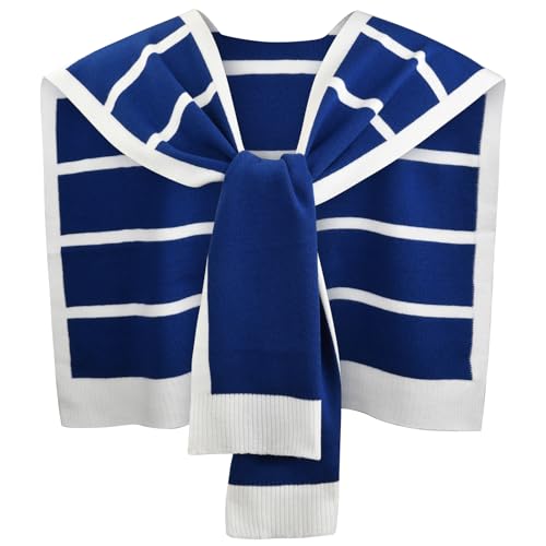 Sweater Shawl Wraps for Women Fashion Knitted Shoulder Shawls Ponchos Travel Casual Sweaters Scarf Cape Wraps - color: 13 Navyblue/White Stripe