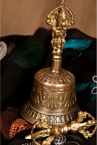 Tibetan Buddhist Meditation Bell And Dorje Set, 100% Handmade Copper Bells For Meditation, Prayer, Reiki, Wakefulness, Concentration, Healing