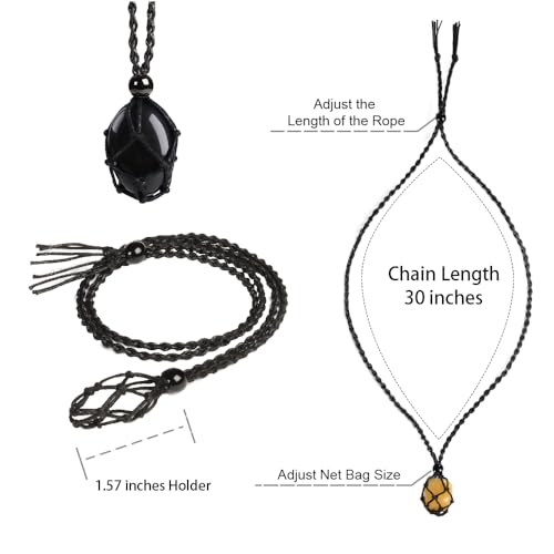 Natural unprocessed crystal raw stone hand woven rope adjustable necklace pendant for both men and women - color: A-Tourmaline