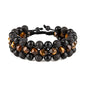 8mm Natural Lava Rock Stone Bracelets for Men, Healing Crystal Essential Oil Diffuser Beads Bracelet Chakra Yoga Energy Anxiety Gemstone Bracelet - color: Yellow Tiger Eye + Lava Rock + Agate
