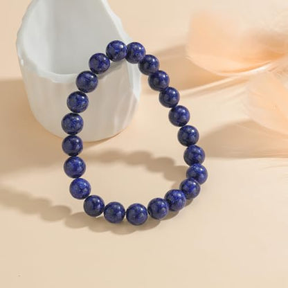 Womens Crystal Beaded Bracelets for Women Men Protective Energy Bracelet Natural Gemstone Bead Bracelet - color: Lapis(Creativity), size: 8mm