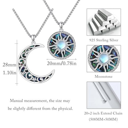 Yin Yang Necklaces for Women Men 925 Sterling Silver Pendant Necklace Yin Yang Jewelry for Women Men Couples - style: Sun Moon #1