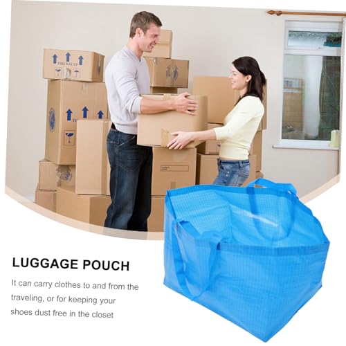 LIFKOME Portable Pp Woven Storage Bag for Household and Travel Dust Bag Lightweight Moving Organizer Space-saving Clothes Pouch for Home and Dorm Use Blue