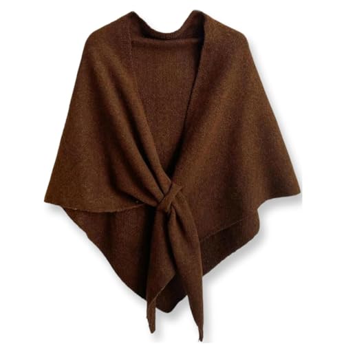 Pashmina Blend Shawl Wraps Women Knitted Shawls Wraps Cardigan Cape Cashmere Shoulder Top Sweater Shawl travel scarf - color: Coffee