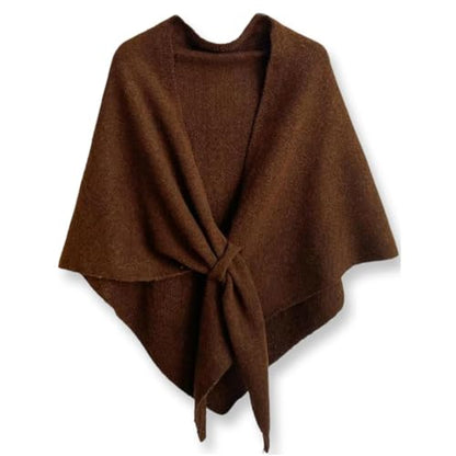 Pashmina Blend Shawl Wraps Women Knitted Shawls Wraps Cardigan Cape Cashmere Shoulder Top Sweater Shawl travel scarf - color: Coffee