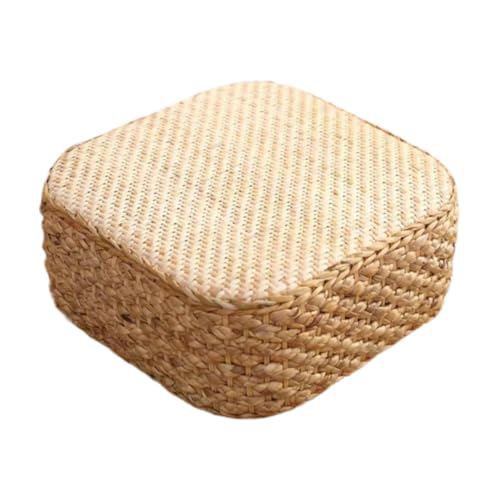 Rattan Cushion for Floor Seating, Meditation Pad for and Relaxation, Light Square Stool - color: Light Square Stool