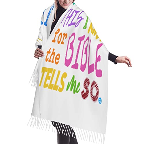 Presents for Women,White Religious Christian Jesus Loves Me Bible Verse Fringe Pashmina Shawl Wrap for Bridal Wedding Party - color: Myv00