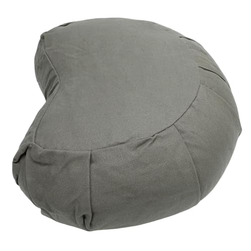 Half Moon Meditation Cushion, Yoga Meditation Pillow with Buckwheat Hulls and Cotton Cover for Floor Seating, Stable Support with Compact Lightweight Design (Gray) - color: Gray
