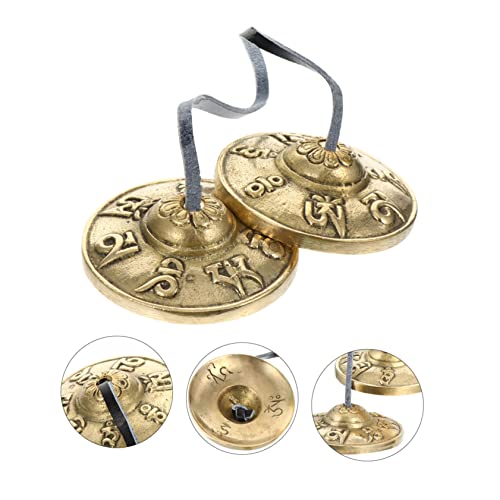 1pair Yoga Cymbals Meditation Bells for Sound Healing and Mindfulness for Meditation Practice and Musical Performance Six-word Design
