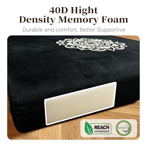 Meditation Cushion Set with High-Density Foam : 26.4" Large Floor Pillow for Yoga, Meditation, Sitting，Zafu & Zabuton Removable Washable Luxe Velvet Cover - color: A