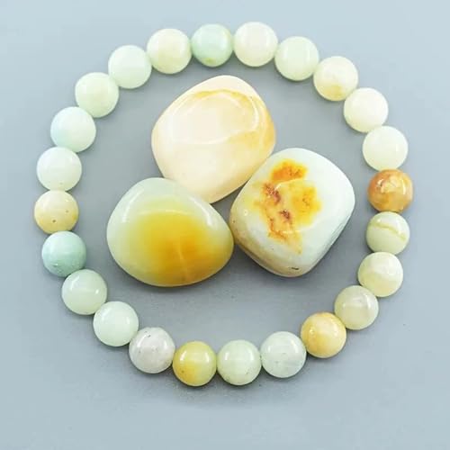 Natural Stone Beaded Bracelets for Women Men - 8MM Semi-Precious Stones Bracelets Adjustable Crystal Beads Stretch Bracelet - color: Amazonite