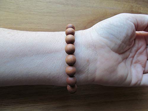 Sandalwood Bracelet for Women Men Buddhist Prayer Strand Chandan Bracelet Handmade Stretchable Elastic Sandalwood Beaded Wristbands for Yoga Meditation - style: 10mm Beads