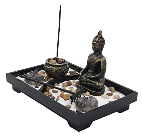 Buddha Zen Garden Tea Light Candle Holder Set (Meditation Buddha)