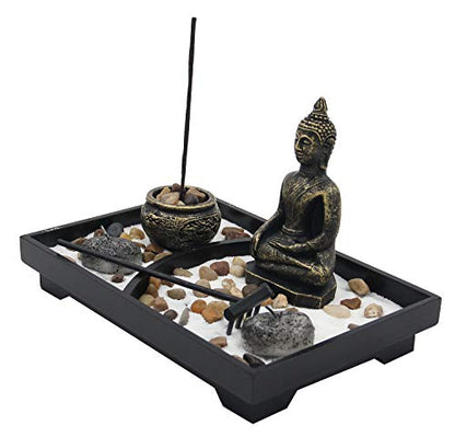 Buddha Zen Garden Tea Light Candle Holder Set (Meditation Buddha)