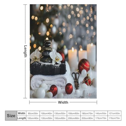 Zens Stones Snowflakes Throw Blanket, Soft Lightweight Cozy Warm Relaxing Spiritual Candle Flannel Blankets for Couch Bed Travel, 50"x70" - color: Zens Stones Snowflakes, size: 50"x70"