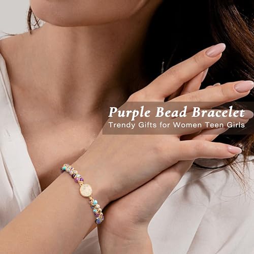Gifts for Daughter Granddaughter, To My Mom Grandma Wife Girlfriend Sister Jasper Heart Bracelets Birthday Graduation Anniversary Christmas Stocking Stuffers Valentines Mothers Day Jewelry - style: 3.Gift To My Granddaughter: Purple Beads