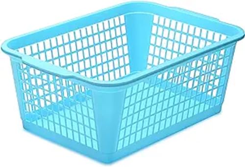 YBM Home Plastic Storage Basket for Office Drawer, Desktop and Classroom - Multipurpose Perforated Bin Tray Organizer for Shelves, Kitchen Pantry, Kids Room, and More 32-1184 Blue - color: blue, size: 1